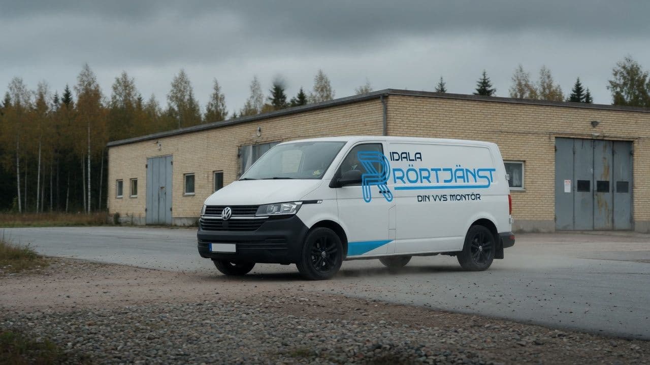 Servicebil på väg mot ett jobb