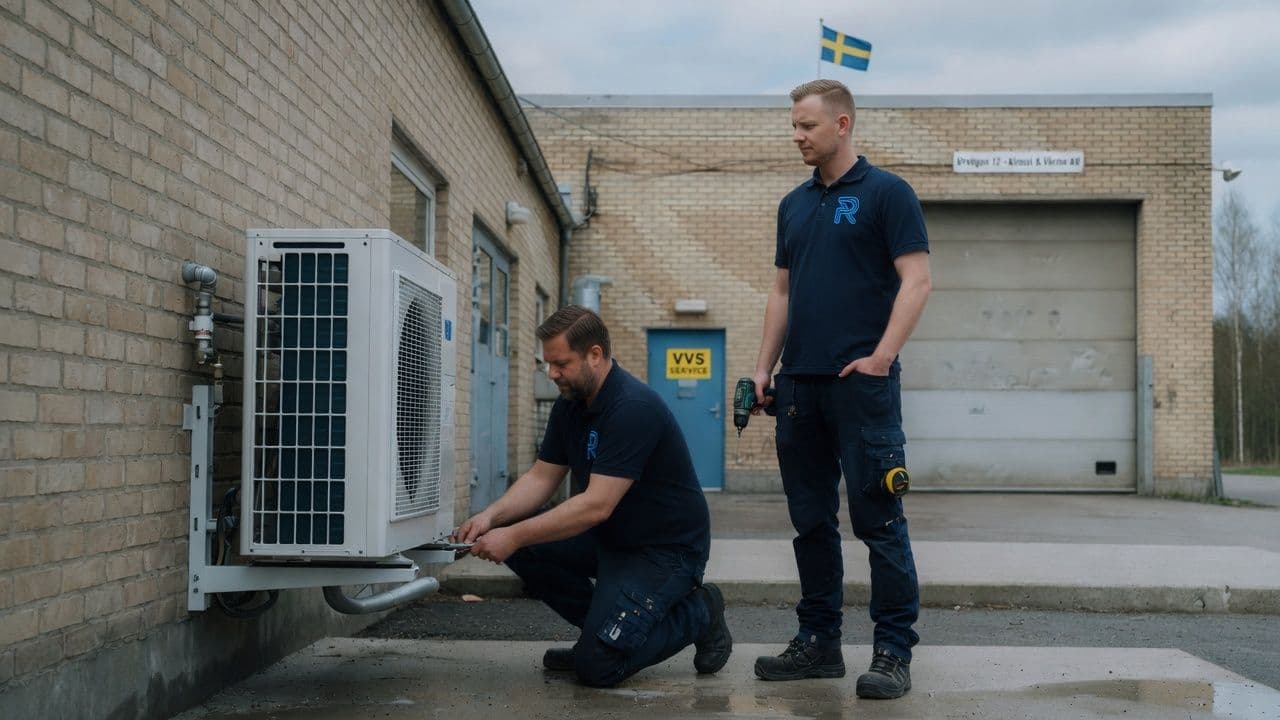 Montage av utedel till värmepump